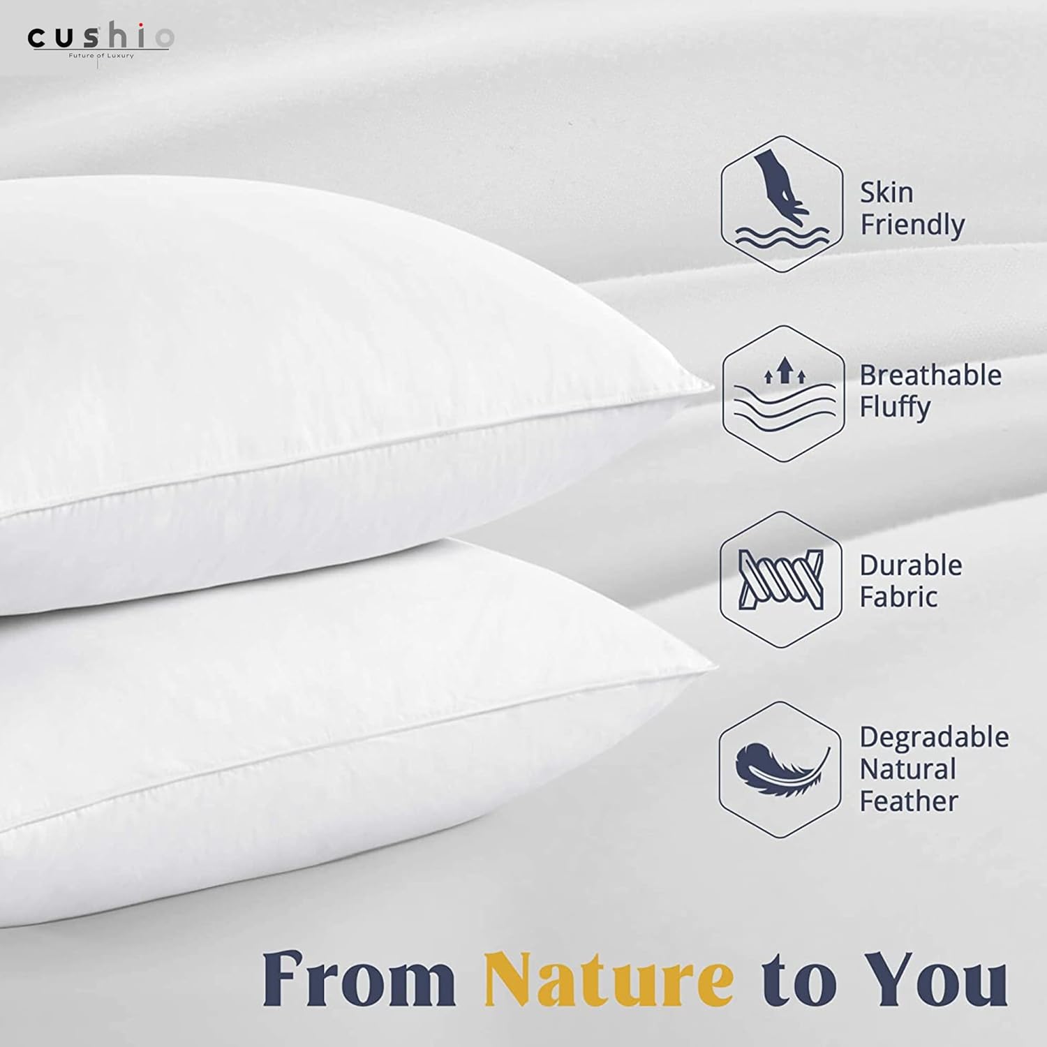 {Clearance sell } Buy 2 Cotton Bed Pillows and Get 3 Throw Pillows with Plain Cushion - White