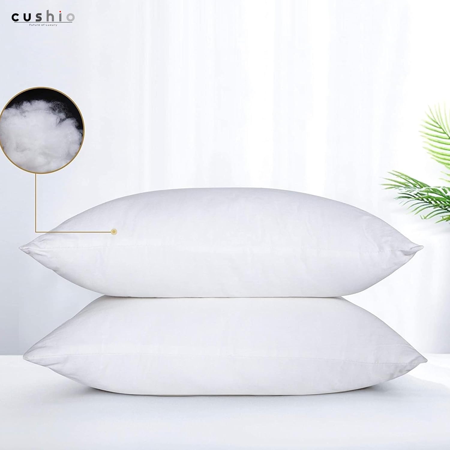 {Clearance sell } Buy 2 Cotton Bed Pillows and Get 3 Throw Pillows with Plain Cushion - White