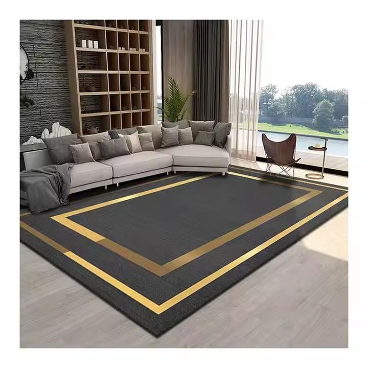 5 by 8 Modern Rugs Living Room Large 3D Printing Geometric  Anti slip Exquisite Black Carpets