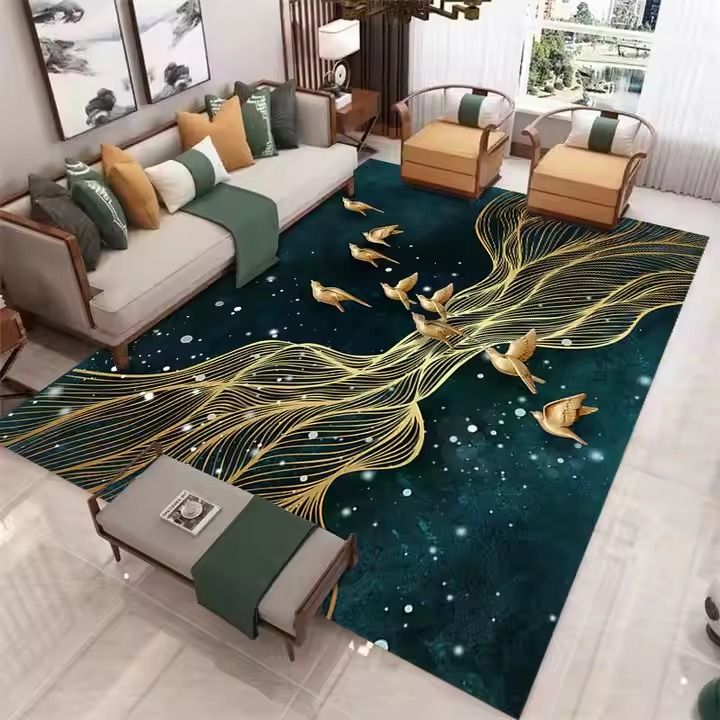 5 by 8 Modern Rugs Living Room Large 3D Printing Geometric  Anti slip Exquisite Black Carpets