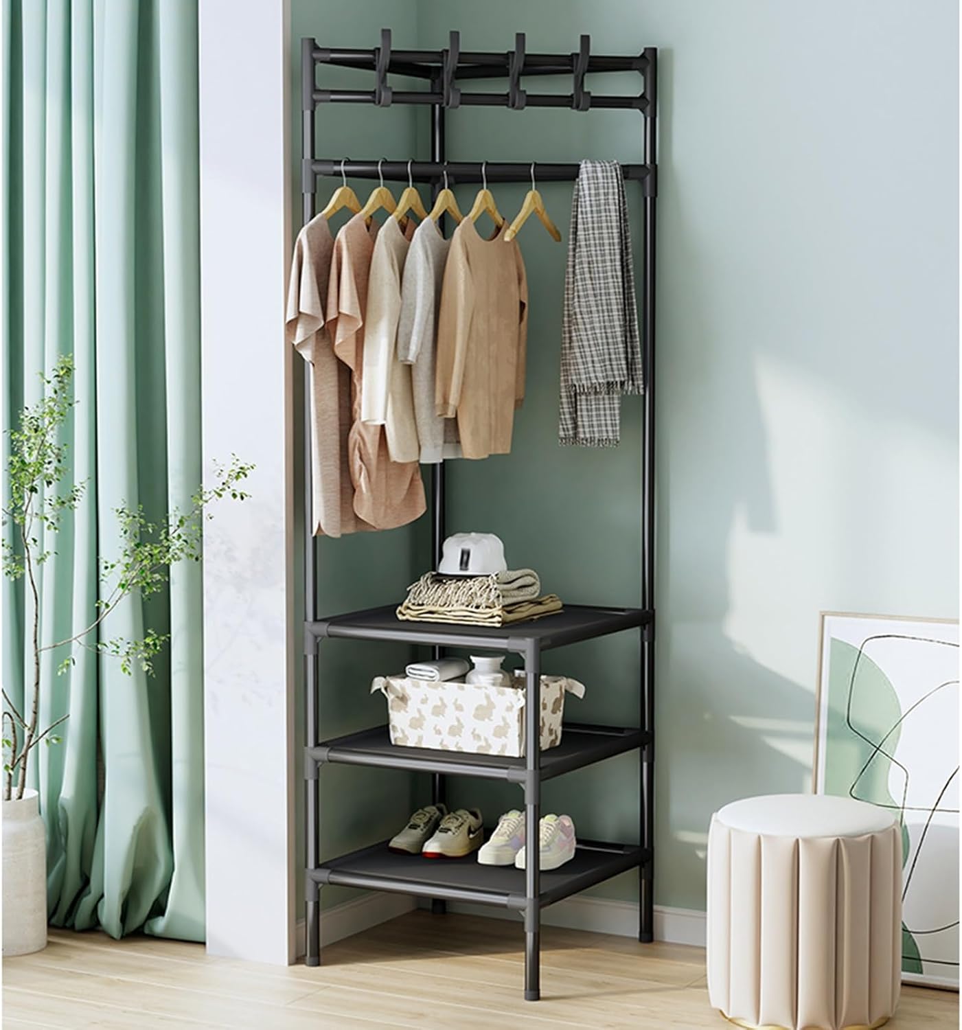 Generic 2 Layer Multifunctional Clothes Hangers Corner Coat Rack Shoe Rack Storage Organization