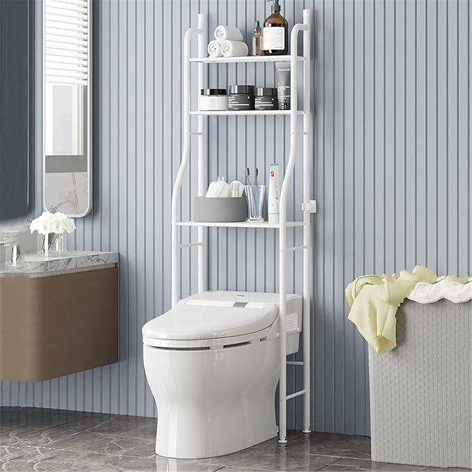 Hommy BrandToilet Storage Rack, 3-Tier Bathroom Organizer Over The Toilet Storage, Freestanding Spacesaver Steel Toilet Rack