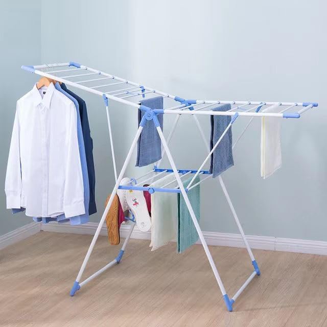 Metal Foldable Laundry Drying Clothes Rack Heavy Duty Clothing Horse Garment Dryer Stand Airer Laundry Stand Drying Hanger Rack For Clothing & Bed Linen Clothes Airer Indoor Outdoor Laundry Rack