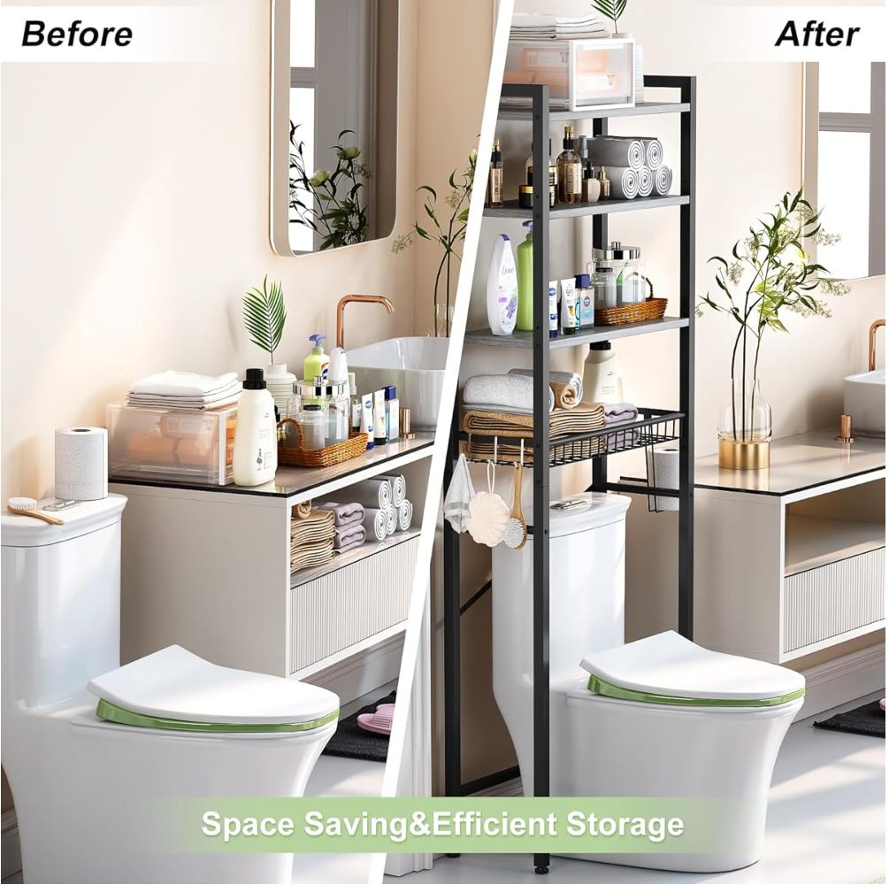 Hommy Brand Bathroom Storage Shelf Bathroom Organizer Over The Toilet Waterproof Metal 3 Tier Space Saving Shower Shelf Over Toilet Large Capacity