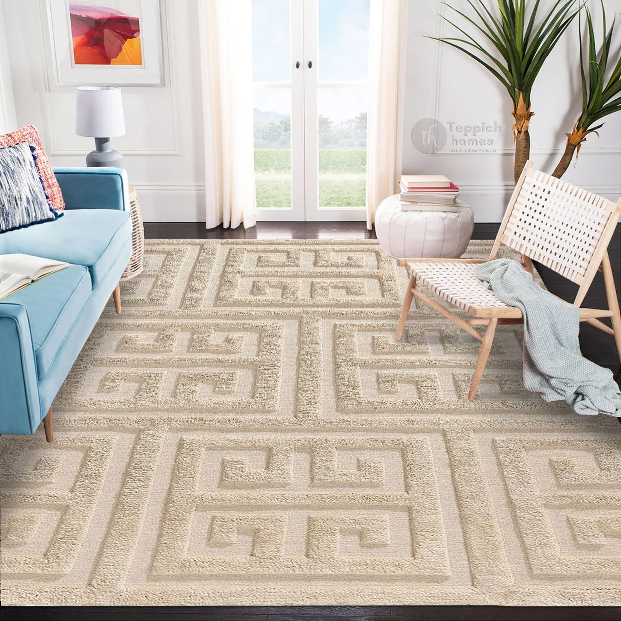 Hommybrand 7 by 10 Paris American Rug for Living Room Bedroom Kitchen Carpet Elegant Durable Non-Shedding Area Rug