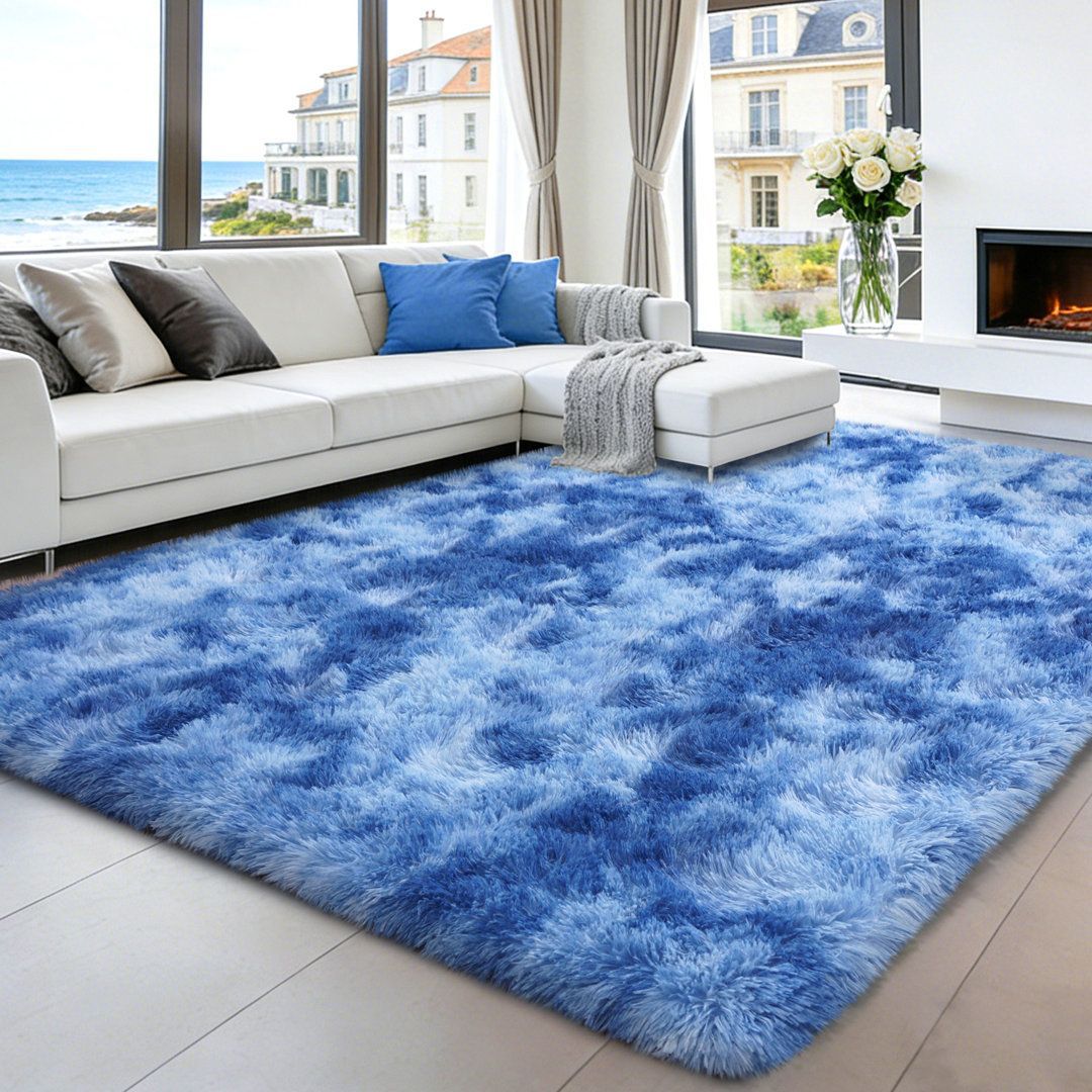 Hommybrand 5 by 8 Area Rug for Living Room, Ultra Soft Fluffy Rugs for Bedroom, Non-Slip Furry Large Rug for Teen Girls and Boys,Nursery Kids Room Dorm Home Decor, High Pile Plush Floor Carpet