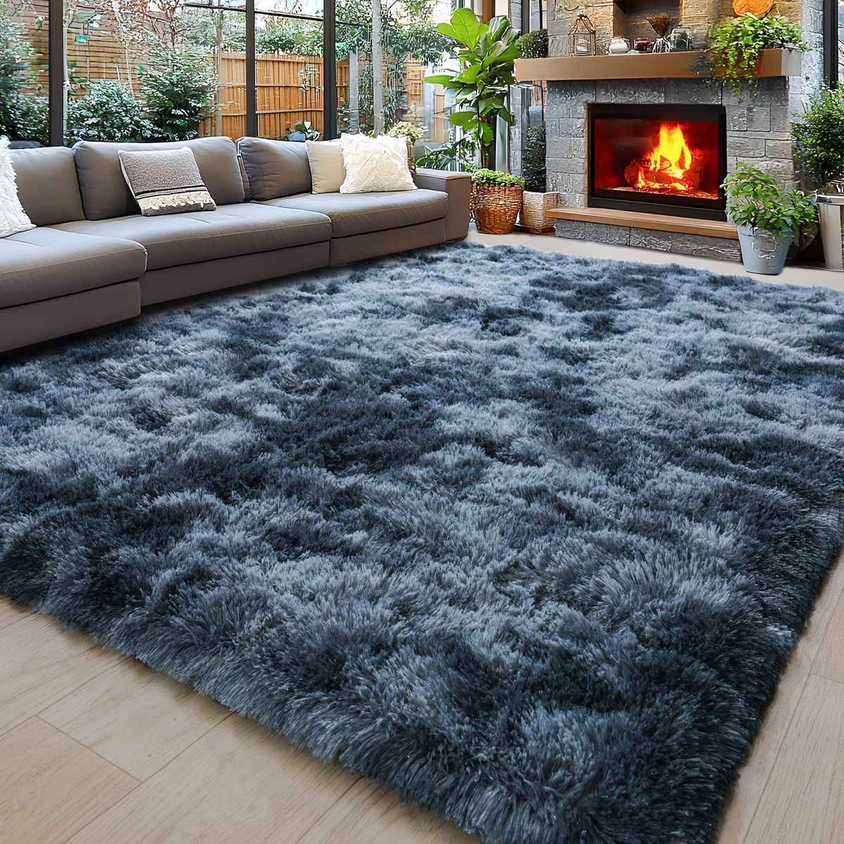 Hommybrand 5 by 8 Area Rug for Living Room, Ultra Soft Fluffy Rugs for Bedroom, Non-Slip Furry Large Rug for Teen Girls and Boys,Nursery Kids Room Dorm Home Decor, High Pile Plush Floor Carpet