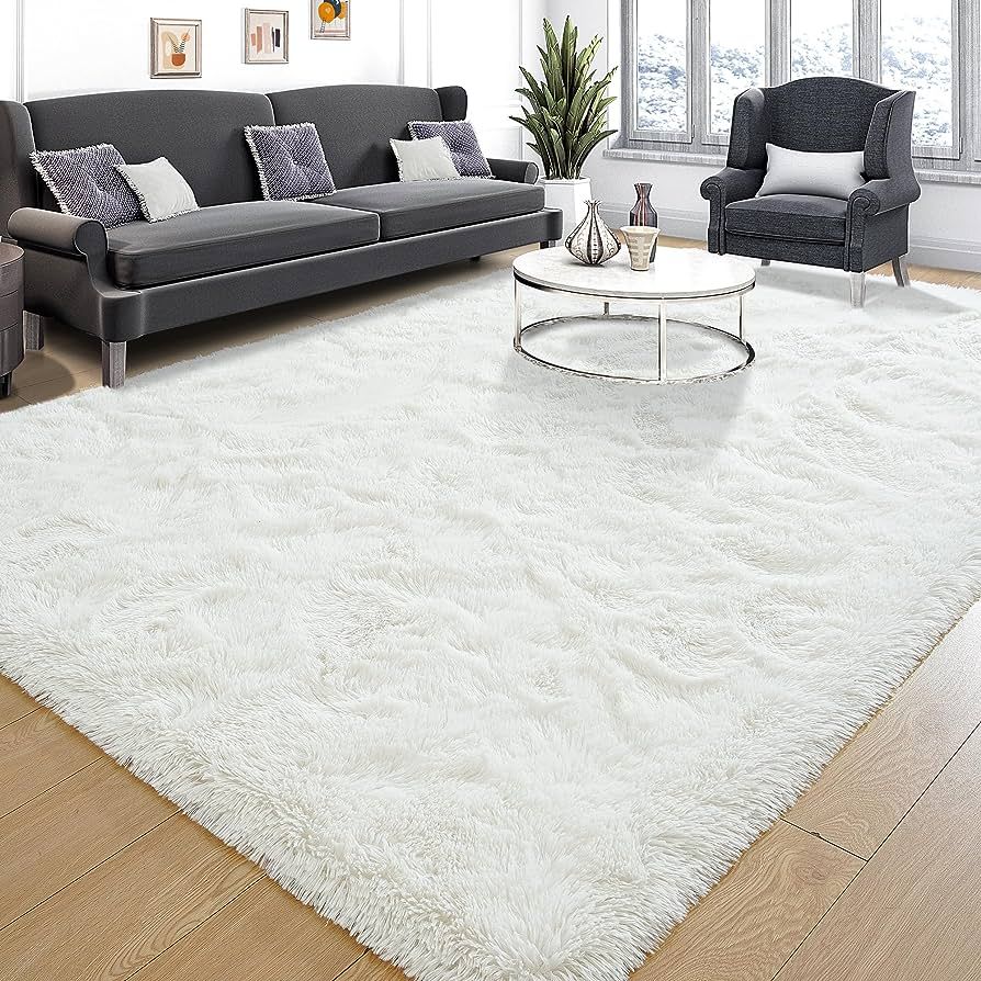 Hommybrand 6 by 8 Area Rug for Living Room, Ultra Soft Fluffy Rugs for Bedroom, Non-Slip Furry Large Rug for Teen Girls and Boys,Nursery Kids Room Dorm Home Decor, High Pile Plush Floor Carpet