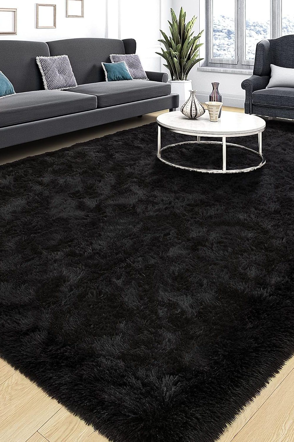 Hommybrand 5 by 8 Area Rug for Living Room, Ultra Soft Fluffy Rugs for Bedroom, Non-Slip Furry Large Rug for Teen Girls and Boys,Nursery Kids Room Dorm Home Decor, High Pile Plush Floor Carpet