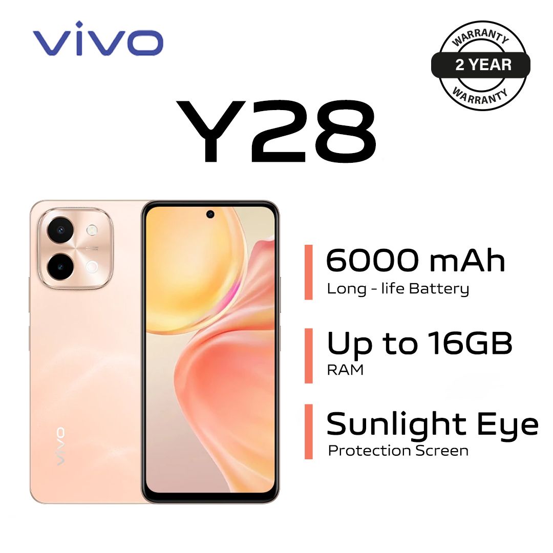Brand New, Smart Phone,Vivo Y28 - 6.64" - 8+8GB RAM + 256 GB (Dual SIM) 6000mAh -Gleaming Orange
