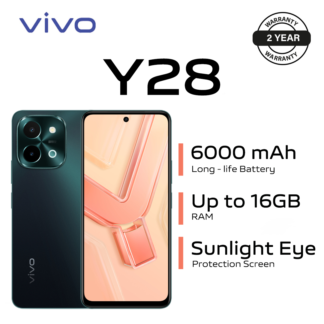 Brand New, Smart Phone,Vivo Y28 - 6.64" - 8+8GB RAM + 256 GB (Dual SIM) 6000mAh -Gleaming Orange