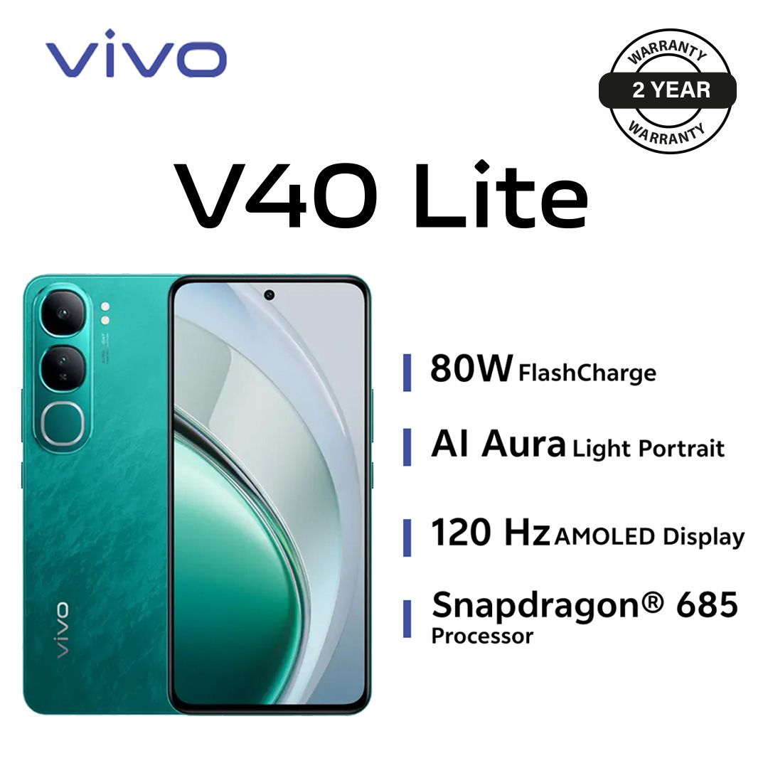 [Exclusive Discount] Brand New Smart Phone,V40 Lite- 6.67,8GB + 256GB ROM -(Dual SIM) 5000 mAh 80W Fast charging,  fingerprint sensor ,Android 14,Emerald Green- (2YRs WRTY)
