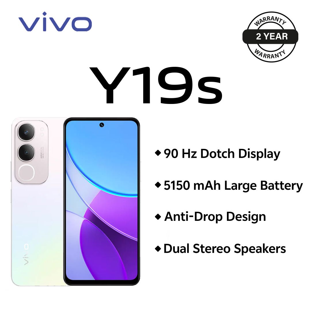 Brand New Phone, Smart Phone,Y19s -6.68,- 4GB + 128GB ROM -(Dual SIM)  -5150mAh- Pearl Silver -2YRS Warranty