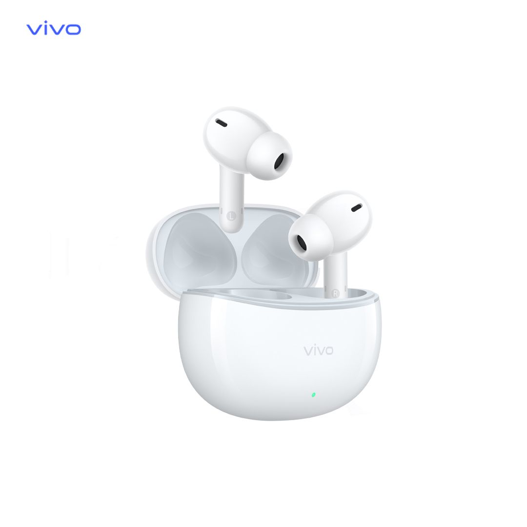 vivo Earbuds  - Wireless Bluetooth with intelligent active AI Call Noise Reduction4,10mm dynamic drivers for balanced sound  - IP54-rated for durability against sweat and splashes-White Earbuds