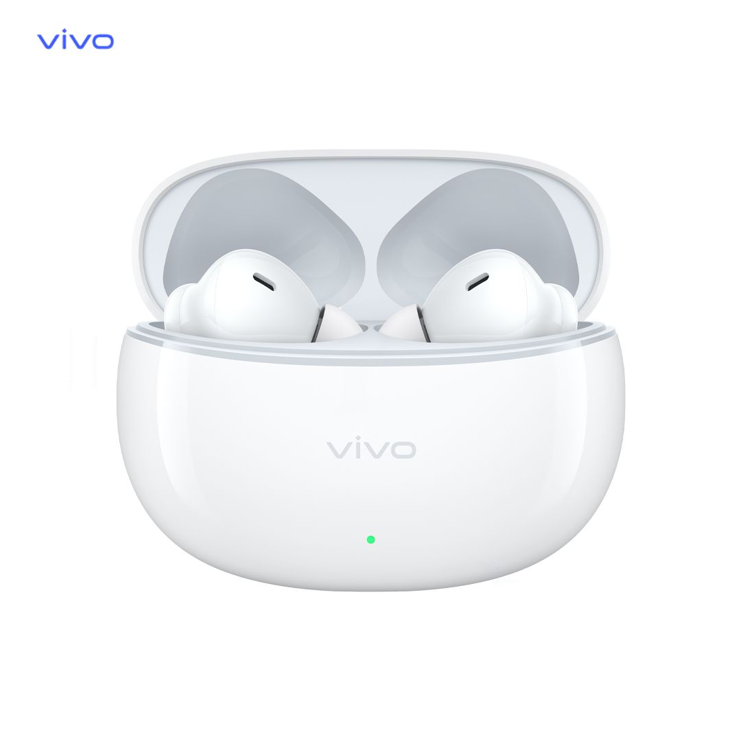 vivo Earbuds  - Wireless Bluetooth with intelligent active AI Call Noise Reduction4,10mm dynamic drivers for balanced sound  - IP54-rated for durability against sweat and splashes-White Earbuds