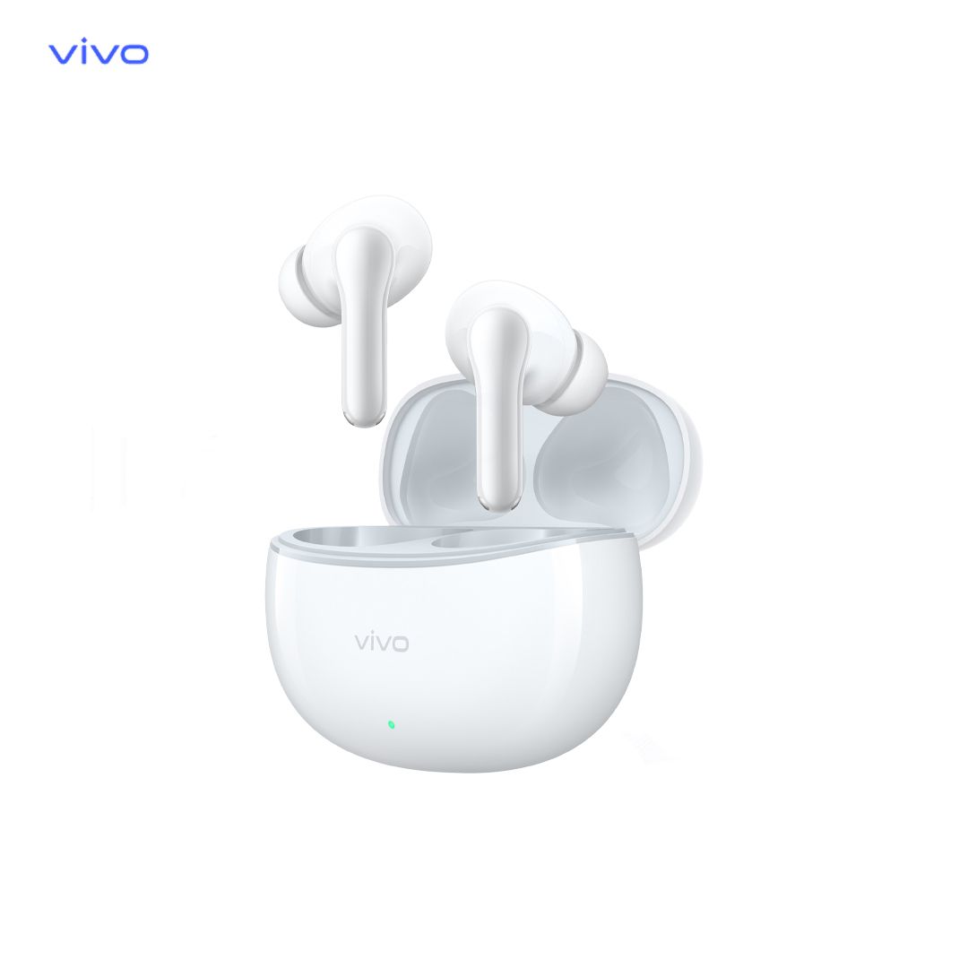 vivo Earbuds  - Wireless Bluetooth with intelligent active AI Call Noise Reduction4,10mm dynamic drivers for balanced sound  - IP54-rated for durability against sweat and splashes-White Earbuds