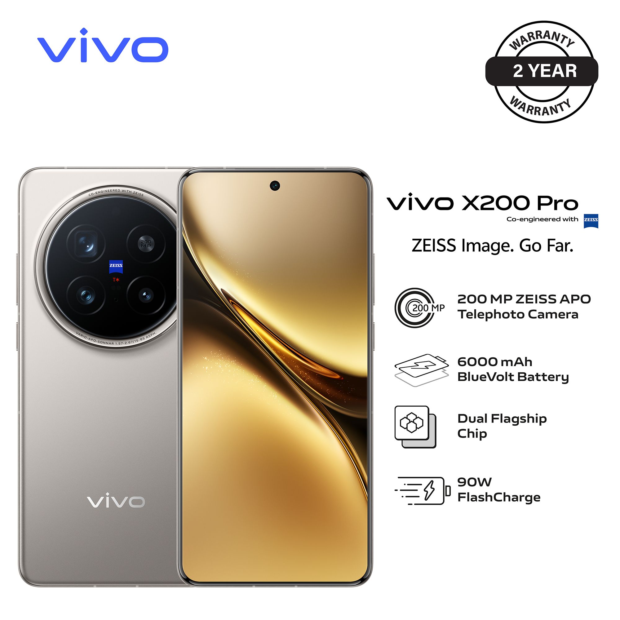 New Arrival  Brand New Smart Phone,vivo X200 PRO 5G - 6.78" - 16RAM + 512GB (Dual SIM) Zeiss optics, Battery 6000mAh Fast charging 90W, Fingerprint Sensors 2YRS WRTY- Titanium Grey Official Store