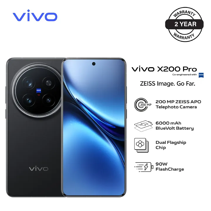 New Arrival  Brand New Smart Phone,vivo X200 PRO 5G - 6.78" - 16RAM + 512GB (Dual SIM) Zeiss optics, Battery 6000mAh Fast charging 90W, Fingerprint Sensors 2YRS WRTY- Cosmos Black Official Store