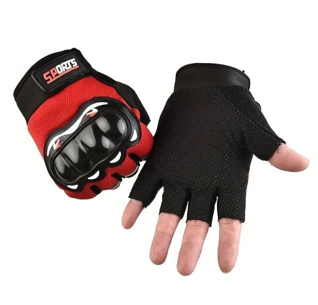 Pro Biker Motorcycle Riding Gloves Motorbike, Cycling Sports Shock-proof Half Finger Gloves Armored Non-Slip Racing Sport Gloves