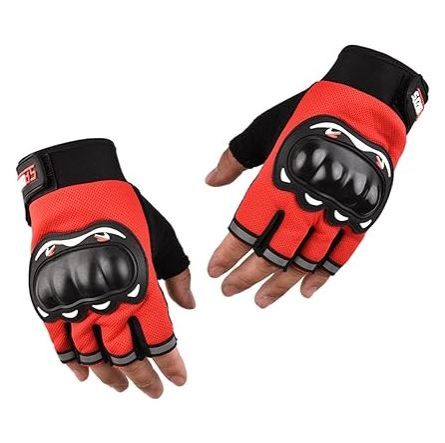 Pro Biker Motorcycle Riding Gloves Motorbike, Cycling Sports Shock-proof Half Finger Gloves Armored Non-Slip Racing Sport Gloves