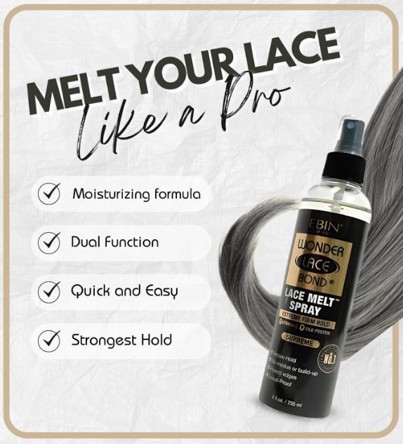 Ebin Wonder Lace Bond Lace Melt Spray Extreme Firm Hold adhesive wig melting spray long lasting wig hold spray