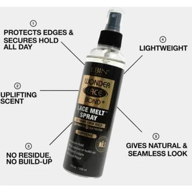 Ebin Wonder Lace Bond Lace Melt Spray Extreme Firm Hold adhesive wig melting spray long lasting wig hold spray
