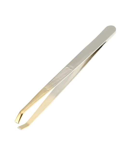 QUALITY gold  Stainless Steel Flat Tweezers for Hair and Eyebrows - Hair Plucker Eyebrow Tweezers Twizers Twizzers Pedicure Manicure Accessories ingrown hair beard removal