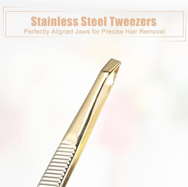QUALITY gold  Stainless Steel Flat Tweezers for Hair and Eyebrows - Hair Plucker Eyebrow Tweezers Twizers Twizzers Pedicure Manicure Accessories ingrown hair beard removal