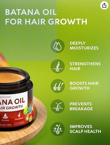 Organic Batana Oil hair mask for Hair Growth 100% Unrefined Batana hair growth Oil  for Scalp Health, Thicker Hair & Split Ends Repair Natural & Pure for long healthy hair