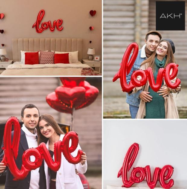 Valentine's Day  Red  Love Letter Foil Balloon Decorations for Bridal Shower Engagement Anniversary Wedding