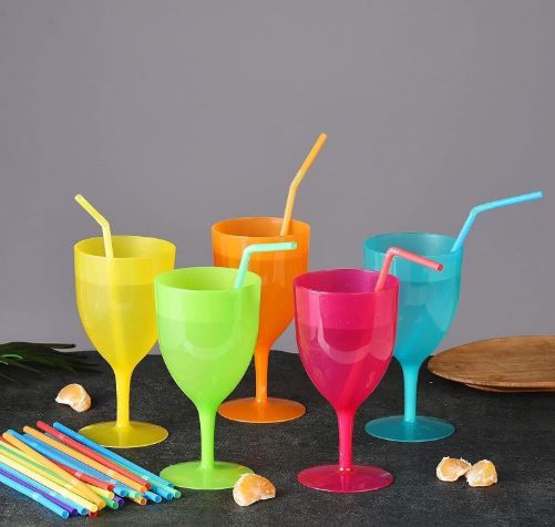 100PCS Flexible Plastic Straws, Colorful Disposable Bendable Party Fancy Extra Long Straws Party Decorations Cocktail Curly  Curly Disposable Drinking Wedding Birthday Party bar Accessories Straws