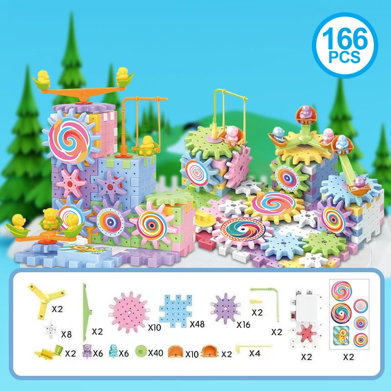 A set of versatile electric educational building blocks, mechanical gear rotation DIY building blocks, and children's educational assembly toys