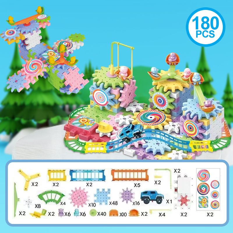 A set of versatile electric educational building blocks, mechanical gear rotation DIY building blocks, and children's educational assembly toys