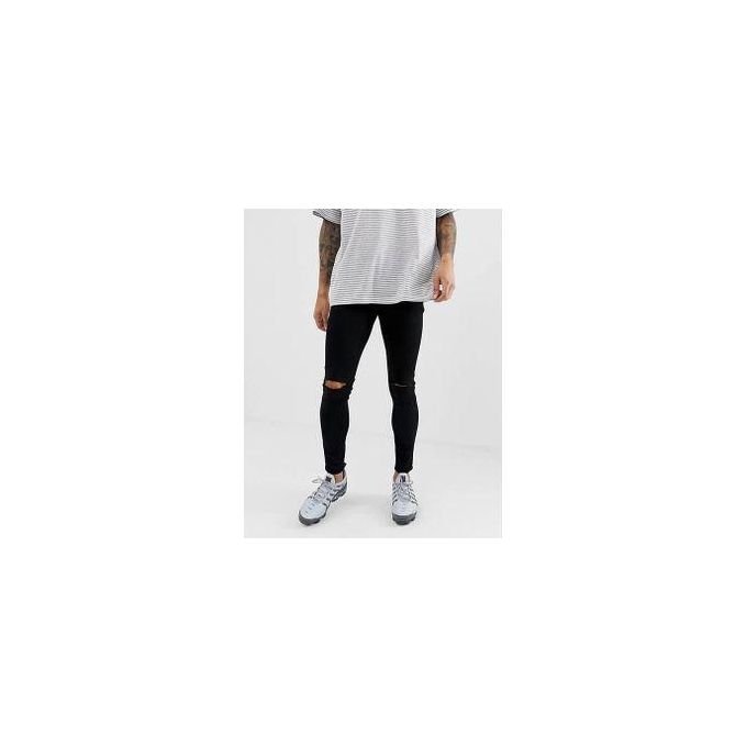Fashion New Arrival High-Quality Cotton Original Non-Fading Rugged One-Cut Jeans for Men - Total Black, Sizes 30-38 | Stretchable and Breathable Design for Ultimate Comfort and Easy Movement"