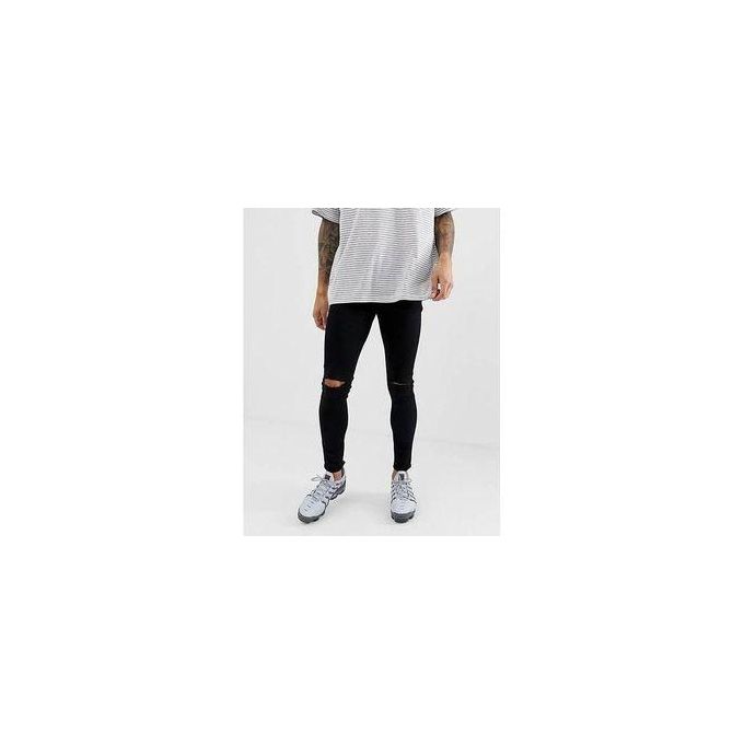 Fashion New Arrival High-Quality Cotton Original Non-Fading Rugged One-Cut Jeans for Men - Total Black, Sizes 30-38 | Stretchable and Breathable Design for Ultimate Comfort and Easy Movement"