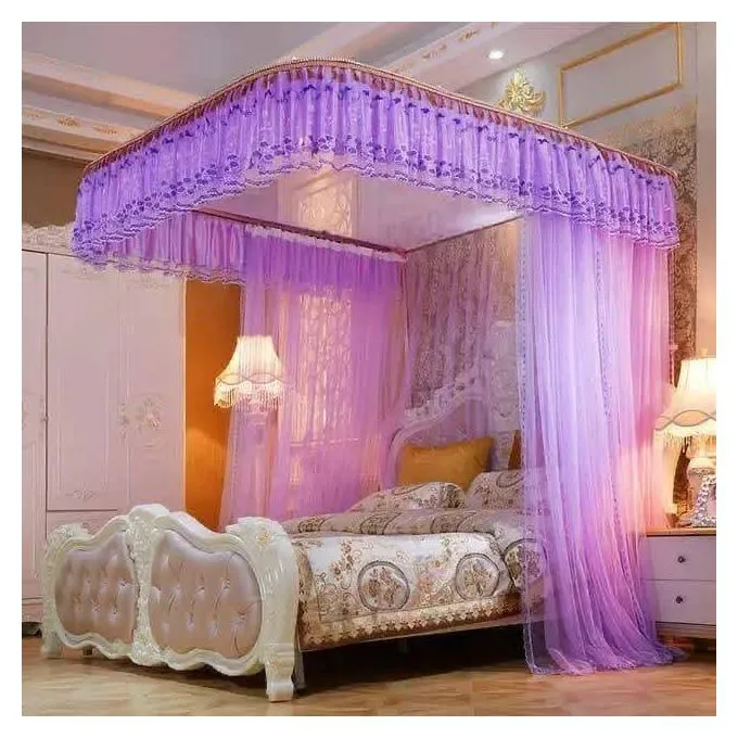 "Durable Mosquito Net with Sturdy Metallic Stand - Available in Sizes 4x6, 5x6 & 6x6 - Elegant Colors in Pink, Purple, Cream, and White for Comfortable and Stylish Protection"