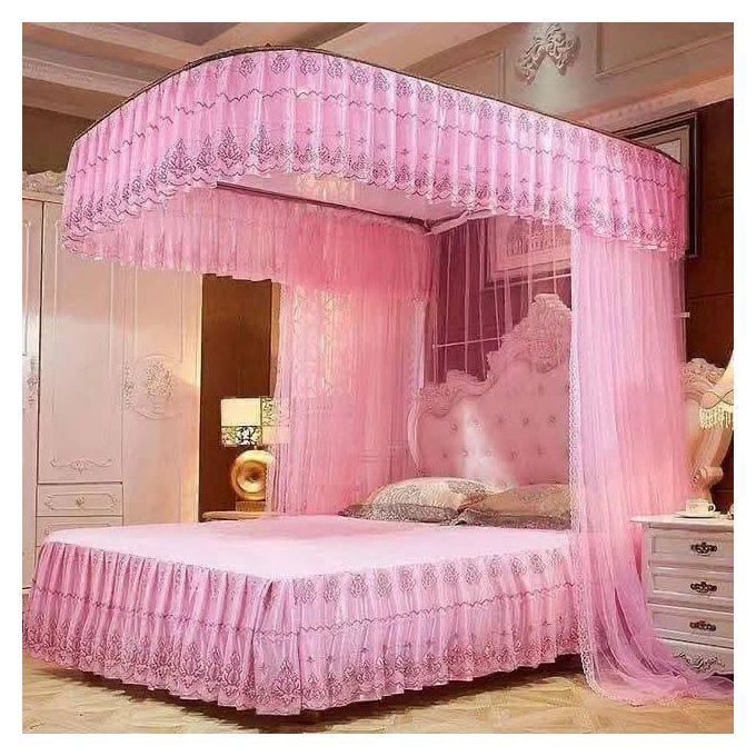 "Durable Mosquito Net with Sturdy Metallic Stand - Available in Sizes 4x6, 5x6 & 6x6 - Elegant Colors in Pink, Purple, Cream, and White for Comfortable and Stylish Protection"