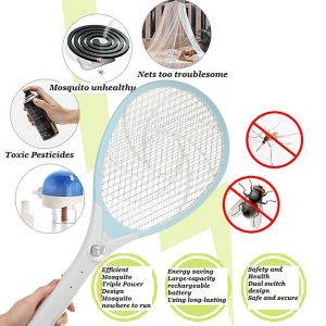 Powerful Mosquito Swatter Killer with LED Light – Handheld Electric Fly & Insect Zapper Racket for Kitchen, Room & Outdoor Use