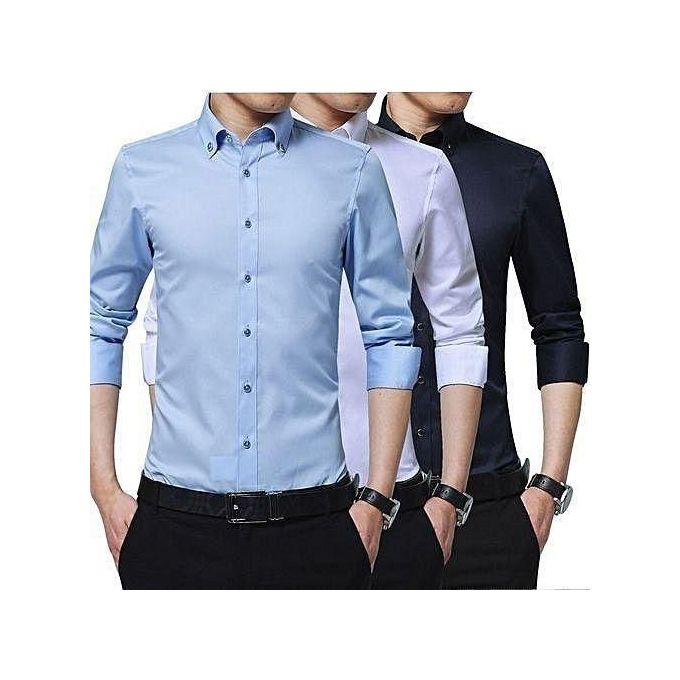 Fashion Men's Turkey Official Shirts 4 Pack - (100% Cotton) - Slim Fit - Pink , White, Navy Blue & Blue