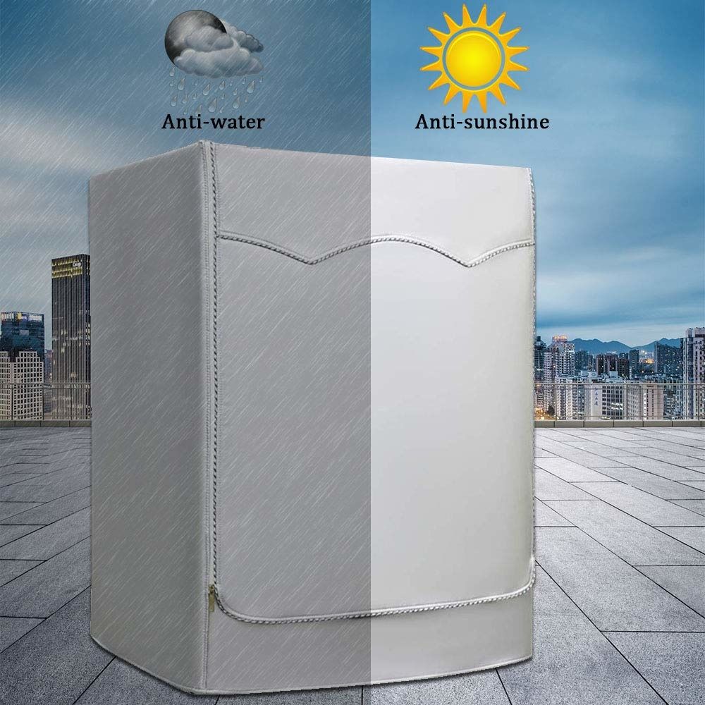Protective Front Load Washing Machine Cover – 60x60x85cm, Grey/Silver, Zipper Closure