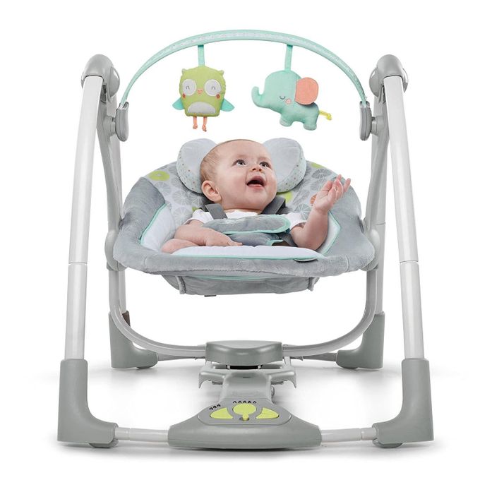 Ingenuity ConvertMe 2-in-1 Portable Baby Swing & Infant Seat – Compact, Travel-Friendly, Soothing Vibrations, and Nature Sounds for Happy, Calm Babies Anywhere!"