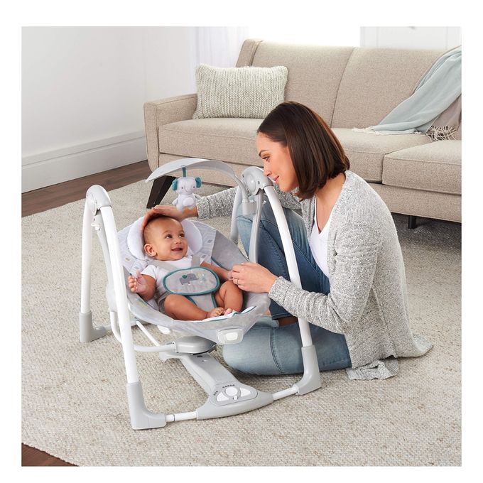 Ingenuity ConvertMe 2-in-1 Portable Baby Swing & Infant Seat – Compact, Travel-Friendly, Soothing Vibrations, and Nature Sounds for Happy, Calm Babies Anywhere!"