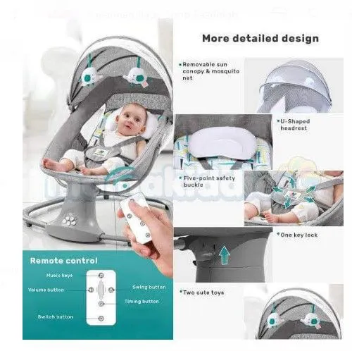 Mastela 3-in-1 Baby Swing & Bassinet – Multi-Functional Comfort with Reclining Positions, Soothing Melodies, and Washable Cushion for Babies Aged 3–36 Months"