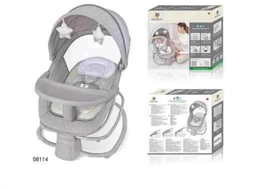"Mastela 4-in-1 Deluxe Baby Rocker – Smart App-Controlled Comfort with Digital Display, Feeding Tray, Canopy & Built-In MP3 Playback for Soothing On-the-Go!""