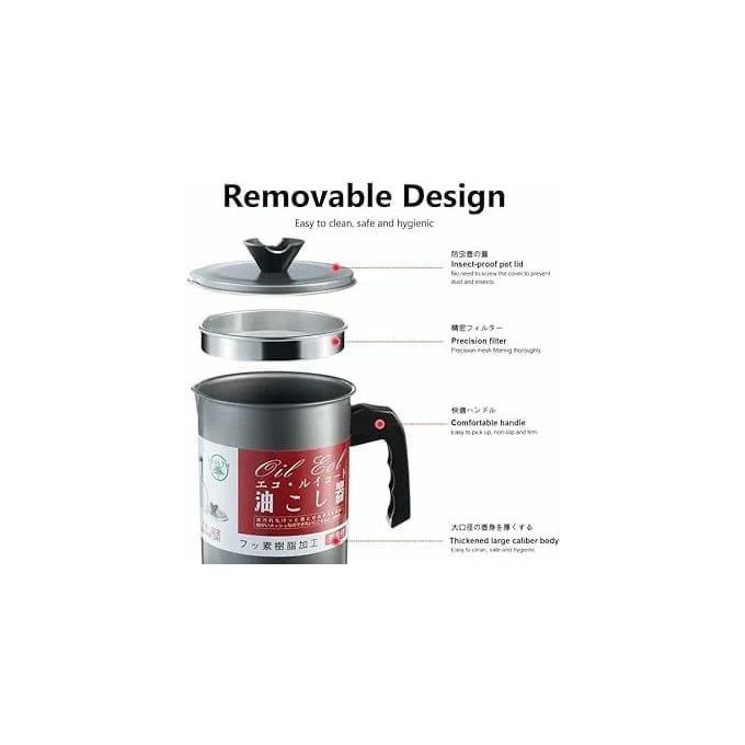 1.4L Stainless Steel Oil Filter & Sieve – Polished Durable Design for Safe, Easy Oil Storage & Reuse | Eco-Friendly Cooking Solution