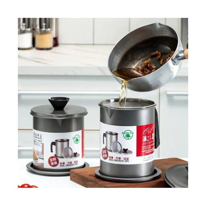 1.4L Stainless Steel Oil Filter & Sieve – Polished Durable Design for Safe, Easy Oil Storage & Reuse | Eco-Friendly Cooking Solution