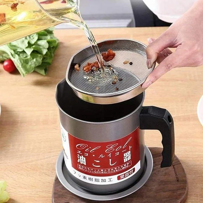 1.4L Stainless Steel Oil Filter & Sieve – Polished Durable Design for Safe, Easy Oil Storage & Reuse | Eco-Friendly Cooking Solution