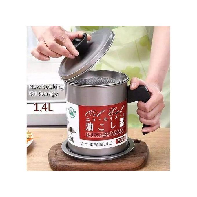 1.4L Stainless Steel Oil Filter & Sieve – Polished Durable Design for Safe, Easy Oil Storage & Reuse | Eco-Friendly Cooking Solution