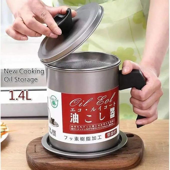 1.4L Stainless Steel Oil Filter & Sieve – Polished Durable Design for Safe, Easy Oil Storage & Reuse | Eco-Friendly Cooking Solution