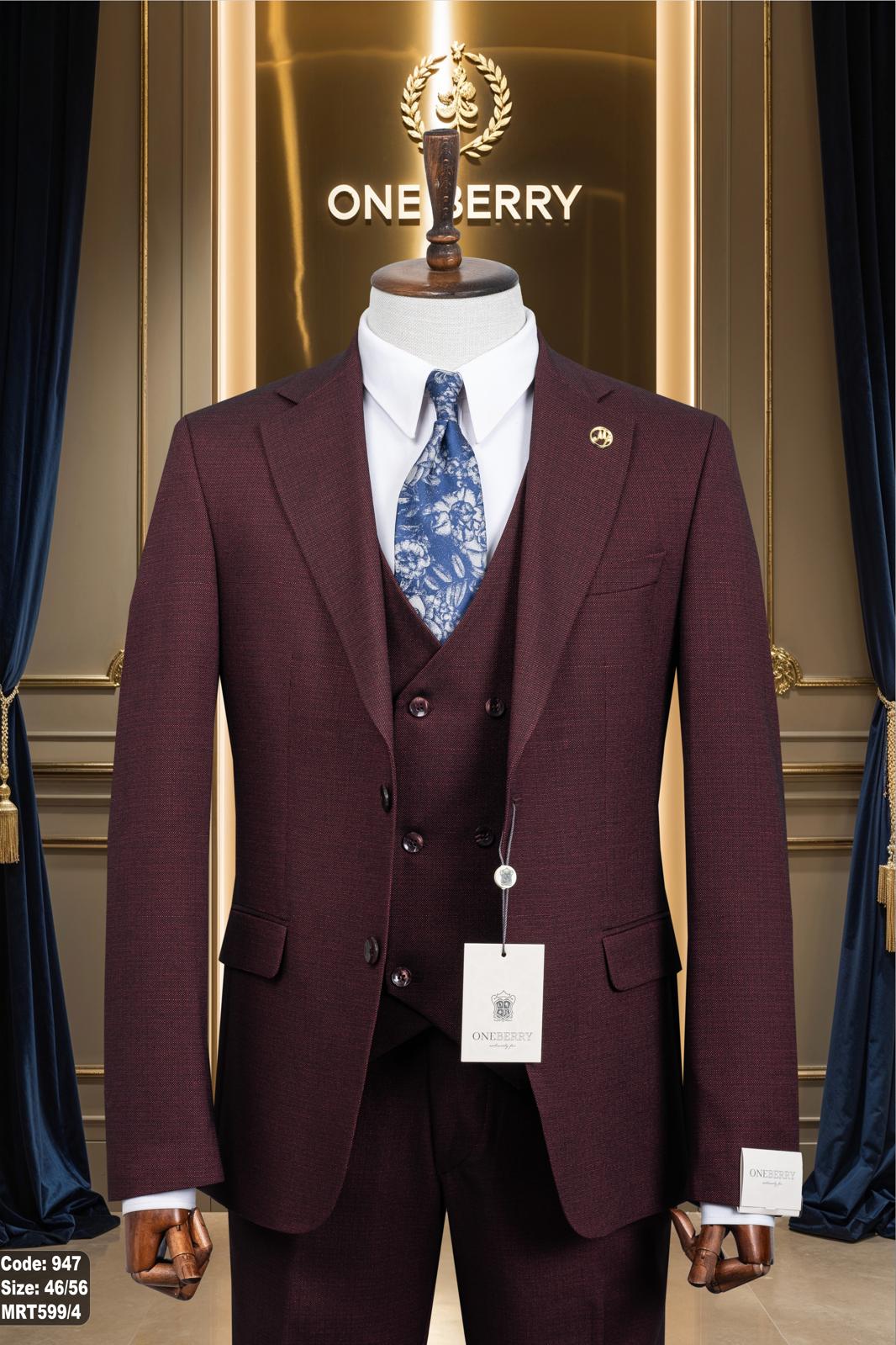 Men’s Fashion Slim Fit 3 piece Suit with free tie  – Premium Formal Wear Made in Turkey – Stylish Blazer and Trousers Set for Business, Weddings, and Special Occasions